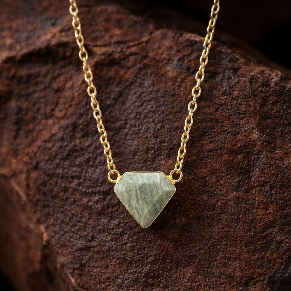 2 for $12 -Amazonite necklace featuring a beautiful diamond shaped pendant